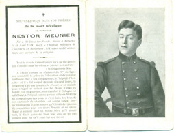 WO1 / WW1 - Doodsprentje Nestor Meunier - Sint-Joost-ten-Node / Aarschot / Keulen (D) - Krijgsgevangene - Avvisi Di Necrologio