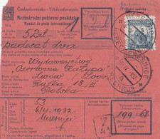Tschechoslowakei Auslandsüberweisung 1932 Von Neresnice Neresnyzja Ukrainisch Нересниця Nach Ungarn - Briefe U. Dokumente