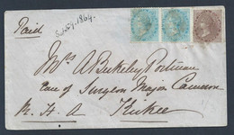 British India 1864 OLD QV QUEEN VICTORIA 3QV Stamps Franked On Cover Tied With Cooper Type VI Cancellation - Sin Clasificación
