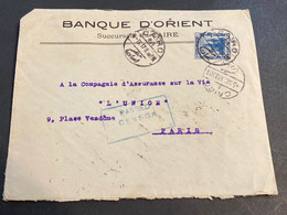 Lettre 1917 Banque D’Orient Le Caire Pour Paris Censure Militaire - 1915-1921 Protectorado Británico