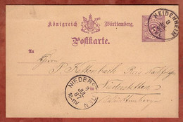 P 26 Ziffer, Heidenheim Nach Niederstetten 1887 (11414) - Wurtemberg
