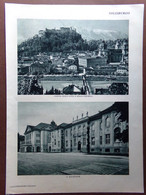 Stampa Del 1929 Salisburgo Città Fortezza Mozarteum Castello Mirabello Hellbrunn - Unclassified