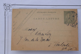 BF5 FRANCE CARTE ENTIER  DOUBLE SEMEUSE 1909 A  TOULOUSE   + AFFRANCH. INTERESSANT - Altri & Non Classificati