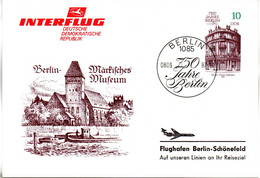 (AlbL)DDR Amtl. GZS-Postkarte P95 M.priv. Zudruck INTERFLUG "Berliner Bauten"10(Pf) SSt "750 Jahre Berlin" 8.9.87 BERLIN - Postcards - Used