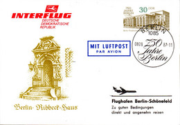 (AlbL)DDR Amtl. GZS-Postkarte P98 M.priv. Zudruck INTERFLUG "Berliner Bauten"30(Pf) SSt "750 Jahre Berlin" 8.9.87 BERLIN - Postcards - Used