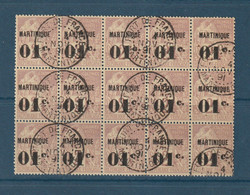 ⭐ Martinique - YT N° 7 - Oblitéré - Bloc De 15 Timbres - 1888 / 1891 ⭐ - Used Stamps