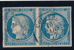 25 C Bleu N° 23 Paire Col. Fr Paq. Fr A N° 2 Signé Scheller TTB. - Cérès