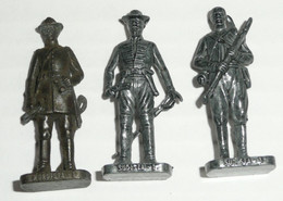 Rare Lot De 3 Figurines Métal Kinder Vintage Soldat Guerre De Sécession USA Sudista 1 & 3 Nordista N°1 - Metal Figurines