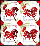 CANADA 2002 Chinese New Year Of The Horse. Block Of 4v, MNH - Chinees Nieuwjaar