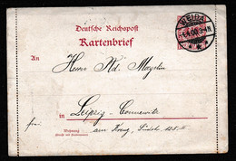 Deut. Reich: 1897, G- Kartenbrief, 10 Pfg. Adler Im Kreis, Kreisstegstpl. WEIDA - Enteros Postales