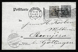 Deut. Reich: 1906, GA- Postkarte, 3+2 Pfg. Germania, Maschinen- Fahnenstpl. HAMBURG - Enteros Postales