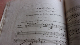 PARTITION ORIGINALE 1818 1819 ARIETTES GUITARE LYRE BROCHEE D EPOQUE TIMBRE ROYAL - Noten & Partituren