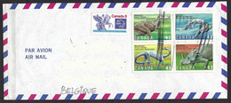 Canada, Yv 598 UPU+1338/41 Dinosaures S/lettre 1993 Pour La Belgique - Cartas