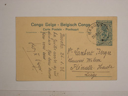 Congo Belge Entier De Basongo Pour Liège 1922 - Ganzsachen