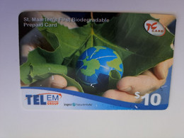 St MAARTEN  Prepaid  $10,- TC CARD  / TEL/EM ST MAARTEN FIRST BIODEGRADABLE / GLOBE           Fine Used Card  **11332** - Antillen (Nederlands)
