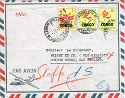 46965. Carta Aerea LEOPOLDVILLE (Rep. Congo) 1960. Sello Congo Belga Sobrecargado - Storia Postale