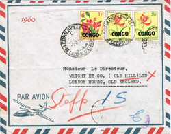 46965. Carta Aerea LEOPOLDVILLE (Rep. Congo) 1960. Sello Congo Belga Sobrecargado - Covers & Documents