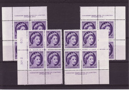 7859) Canada QE II Wilding Block  Mint Light Hinge Plate 2 - Num. Planches & Inscriptions Marge