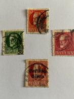 Allemagne Bayern 4 Timbres Louis III 1914-1916 - 5p Vert + 2x10p Rouge (1914) - 15p Rouge "Wolkstaat Bayern"1916  Used - Bavaria