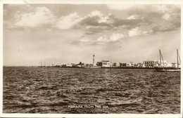 Bahrain, MANAMA المنامة, Panorama From The Sea, Lighthouse (1930s) RPPC Postcard - Bahrain