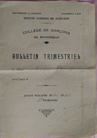 Bulletin Trimestriel Du Collège De Garçons De MANOSQUE, Classe 11é, Année Scolaire 1940/1941 - Diploma & School Reports