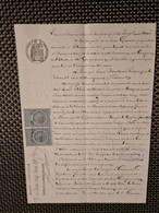 Fiscaux Fiscal  COPIES Sur Papier Timbre 1891 CARCASSONNE  BLOMAC DOUZENS - Lettres & Documents
