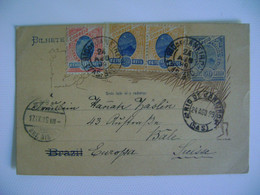 BRAZIL / BRASIL - LETTER TICKET 50 REIS SENT RIO DE JANEIRO TO BASEL (SWITZERLAND) IN 1899 IN THE STATE - Lettres & Documents