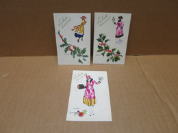 Xavier SAGER Ensemble De 3 Cartes Mignonettes Femmes Souhaits Sincères - Sager, Xavier