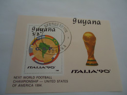 GUYANA USED  SHEET SPORTS   FOOTBALL ITALIA 90 - 1990 – Italie