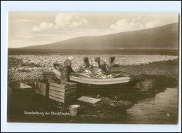 S3490/ Norwegen Verarbeitung Der Stockfische Trinks-Bildkarte AK-Format Ca.1925 - Norvegia