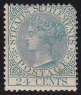 Straits  Settlements      .      SG  .   16  (2 Scans)    . One Short Corner  .  ,    *    .       Mint-hinged - Straits Settlements