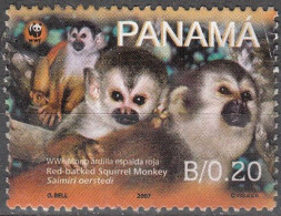 Panama 2007 Michel 1922 O Cote (2008) 0.80 Euro WWF Saïmiri à Dos Roux - Panama