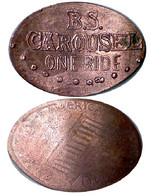 02051 GETTONE TOKEN JETON TRANSPORT CAROUSEL PENNY ELONGATED ONE RIDE B.S. - Monete Allungate (penny Souvenirs)