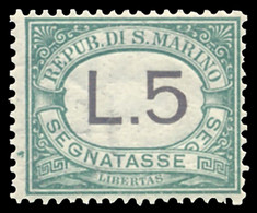 SAN MARINO 1924 SEGNATASSE 5 LIRE (Sass. 17) NUOVO INTEGRO ** OFFERTA! - Timbres-taxe