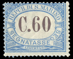 SAN MARINO 1925 SEGNATASSE 60 CENT. (Sass. 23) TRACCIA DI LINGUELLA * OFFERTA! - Timbres-taxe