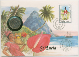 St. Lucia 1988 Küste Numisbrief Mit 25 Cent Ostkaribische Staaten (N473) - East Caribbean States