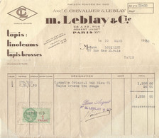 Facture Leblay Et Cie - Paris - 1930 - Timbre Fiscal 1F - Droguerie & Parfumerie