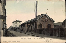 Binche , La Gare Provisoire Edition En Couleur Tres Rare - Binche