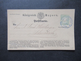 AD Bayern 10.4.1873 Ganzsache Nach Schwabach Gesendet - Entiers Postaux