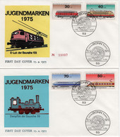 Germany Deutschland 1975 FDC Jugendmarken, Jugend, Train Railway Railroad Lo Lokomotive Locomotive, Canceled In Bonn - 1971-1980