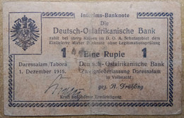 GERMAN EAST AFRICA 1915 1 RUPIE, EINE RUPIE, INTERIMS BANK NOTE, WW I....CIRCULATED & WITH FOLD MARK - Deutsch-Ostafrika