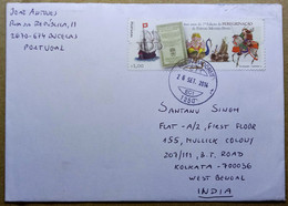 PORTUGAL TO INDIA 2014 COMMERCIAL COVER,FERNAO MENDES PINTO, TRAVELLER, BOOK, WRITER, VOYAGE, SHIPS, INDIAN GOD, - Storia Postale