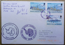 BRITISH ANTARCTIC TERRITORY 'ROTHERA' TO GERMANY 1998 COVER, SHIP, SCIENTIFIC RESEARCH, MAP, PENGUIN - Briefe U. Dokumente