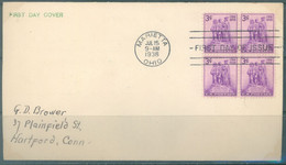 USA - 15.7.1938 - FDC - NORTHWEST TERRITORY -  Sc 837 - Lot 25255 BLOC OF 4 - 1851-1940