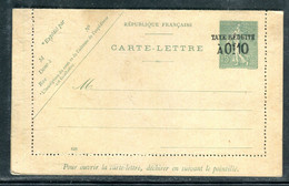 Entier Postal ( Carte Lettre) Type Semeuse Surchargé - Non Utilisé - O 1 - Kaartbrieven