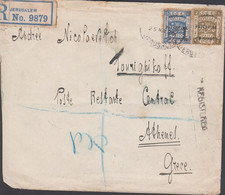 1926. PALESTINE. 2 + 13 M Overprinted PALESTINE On Registered Cover (cut) To Athens, Greece C... (Michel 46+) - JF433283 - Palestine