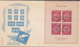 1949. ISRAEL. TABUL NATIONAL STAMP EXHIBITION MINIATURE SHEET With 4 Ex 10 Pr On Cover Ca... (Michel Block 1) - JF433300 - Autres & Non Classés