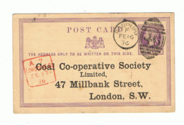Entier Postal 1876 - Avis De Départ De Marchandises - Randbury Vers London  ( B312) - Royaume-Uni