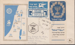 1952. ISRAEL. Menorah Stamp 1000 Pr. With Tab On PAR AVION Registered (HAKNESET) FDC Cancelled... (Michel 66) - JF433355 - Autres & Non Classés