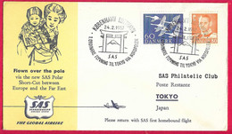 DANMARK - PRIMO VOLO POLARE SAS KOBENHAVN - TOKYO *24.2.57* SU BUSTA UFFICIALE - Airmail